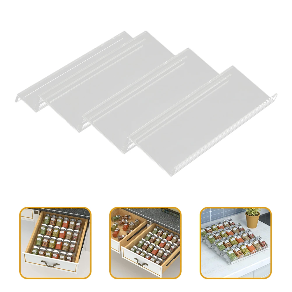 

Kitchen Seasoning Storage Rack Acrylic Spice Organizer Shelf Strong Adjustable Angle Easy Access for Spice