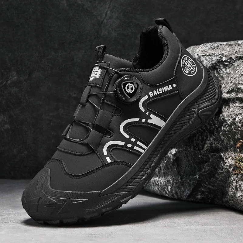 

Fashion Knob Walking Shoes Men Outdoor Anti-Slip Black Hiking Shoes For Men Platform Low top Trekking Sneakers Men Working Shoes