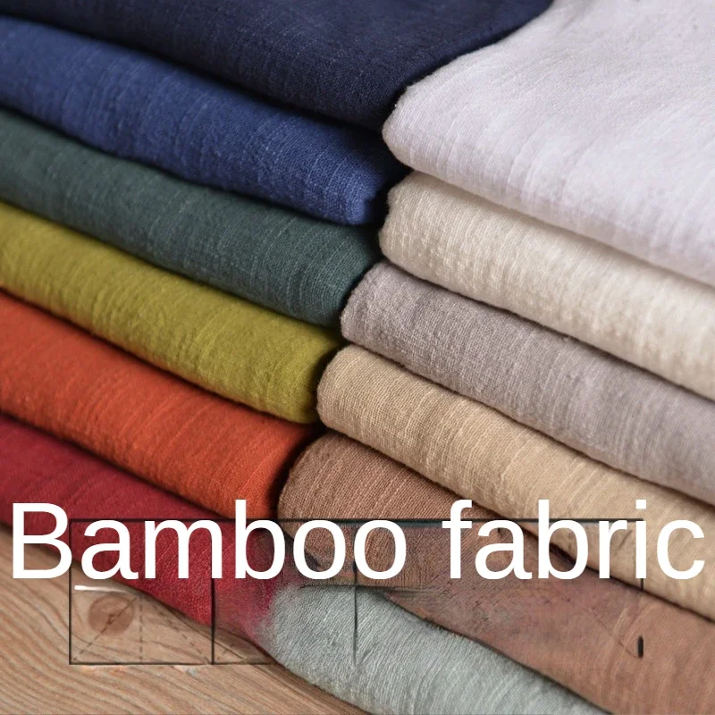 Bamboo Fabric By The Meter for Dresses Clothes Sewing Sand Washed Cotton Linen Cloth Drape Soft Thin Summer Microtransparent Diy