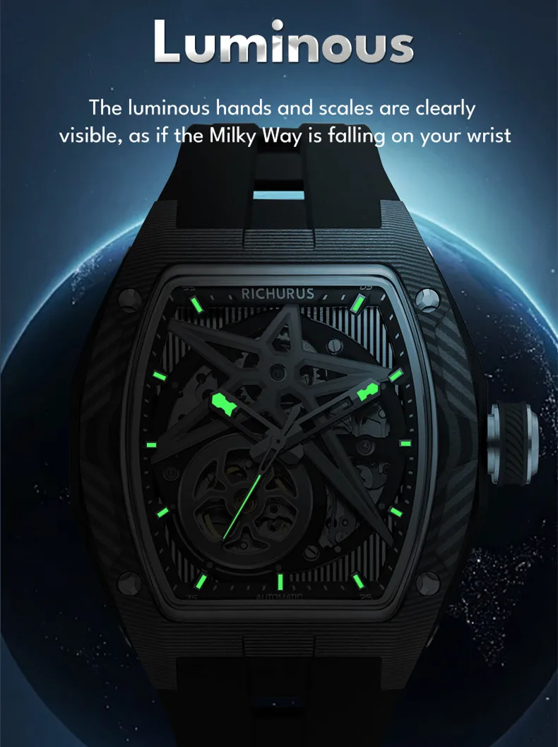 New Automatic Watches Men Sports Wristwatch Japanese Mechanical Movement Stainless Steel Skeleton Watch Clock Relogio Masculino