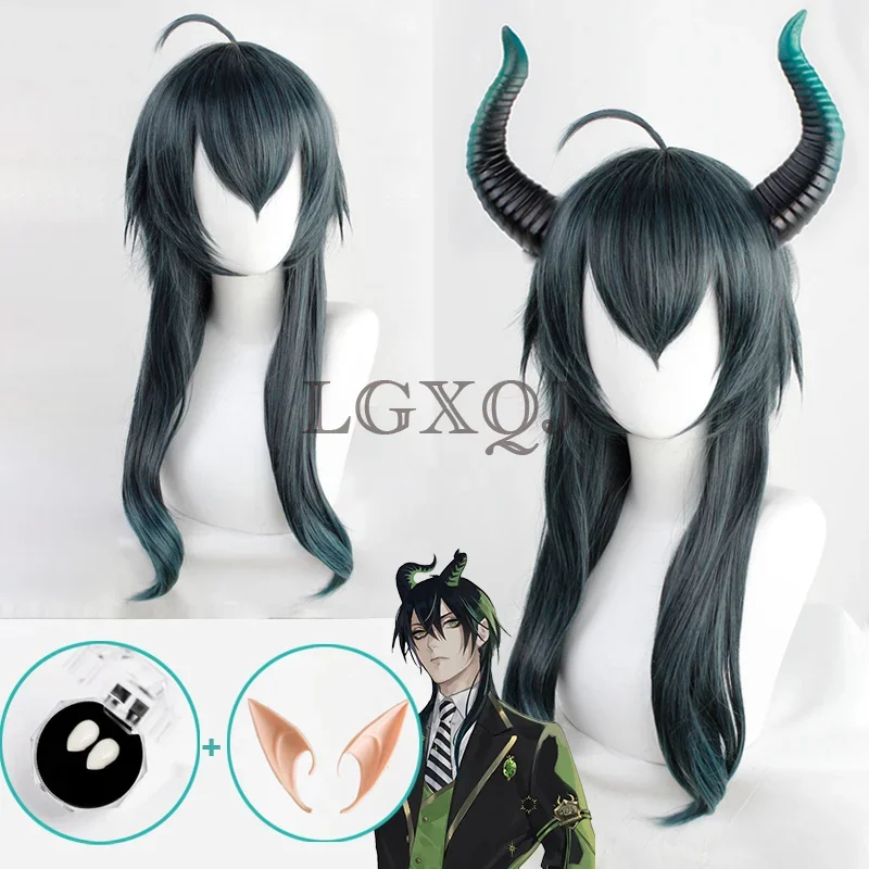 In Stock Anime  Malleus Dracqma Cosplay Wig Malleus 55cm Dark Green Gradient Heat Resistant Wig   Free Wig Cap