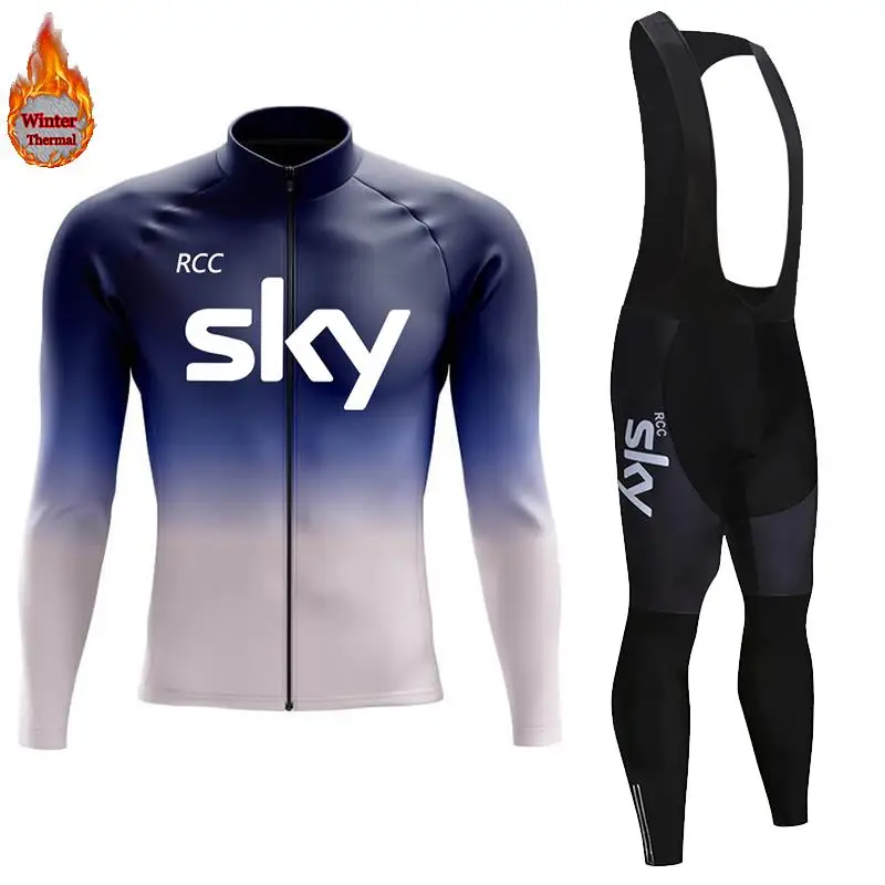 

RCC SKY Winter Thermal Fleece Cycling Jersey Men's Mtb Clothing Man 2026 Blouse Uniform Bicycle Clothes Complete Set