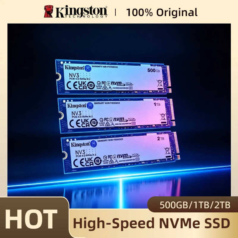 SSD Interno Kingston NV3 500GB 1TB 2TB PCIe 4.0 M.2 2280 NVMe Até 6000MB/s Unidade de Estado Sólido para Laptop Desktop Pro