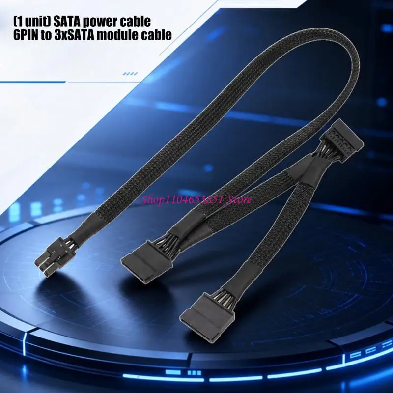Flexible 80Cm 6Pin to Triple SATAs Power Supply Extension Cable for Efficient Upgrades