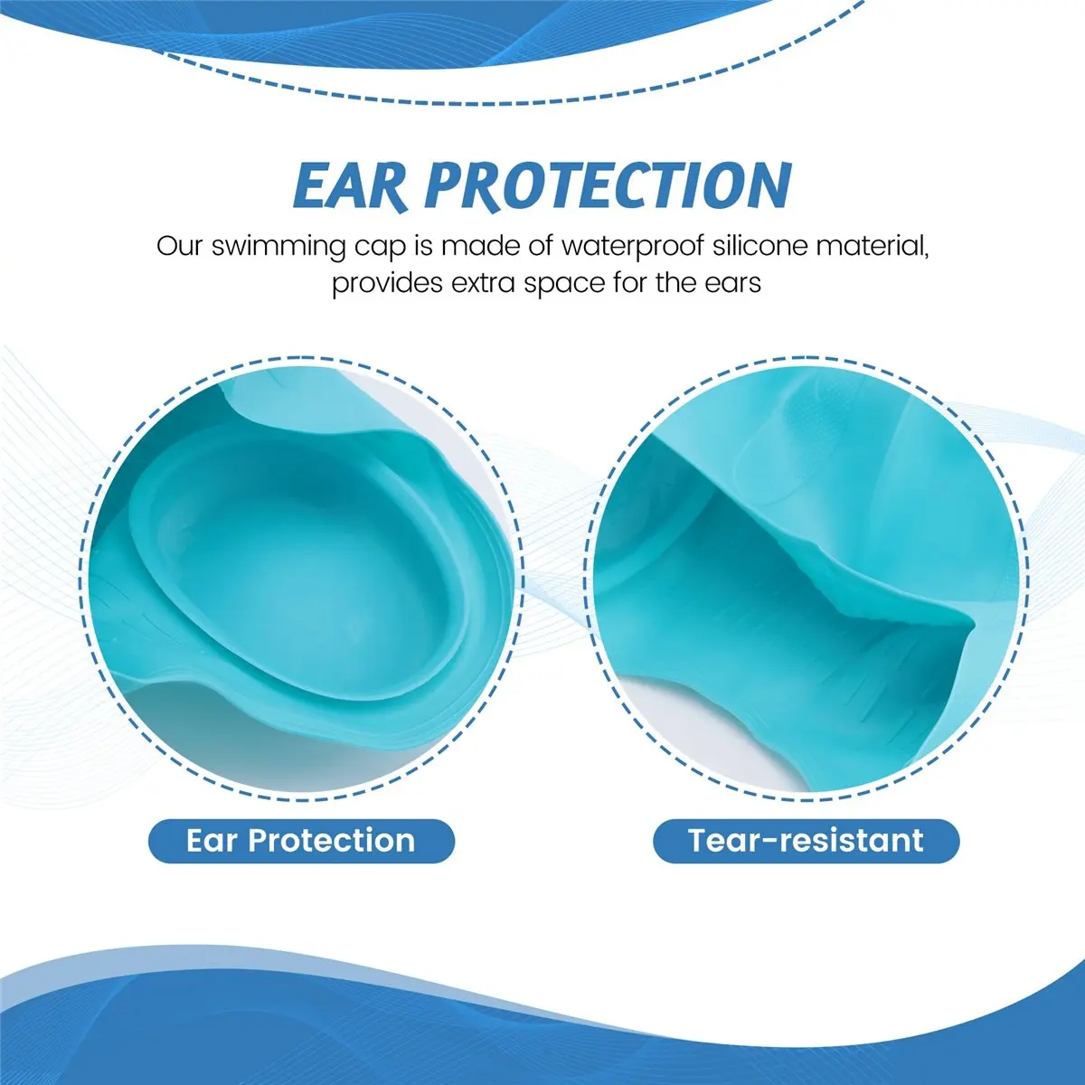 Sports Unisex Kids Swimming Cap 3D Ear Protection Silicone Swimming Cap Waterproof Durable Swim Cap for Kids Boys and Girls 2