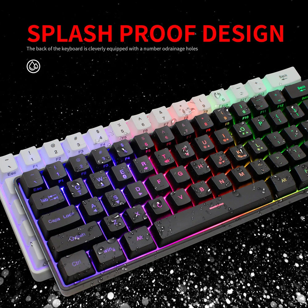 Mini Keyboard Game 61 Keys Wireless keyboard Bluetooth 2.4Ghz Dual Mode Membrane Keyboards RGB Gaming Keyboard gk61