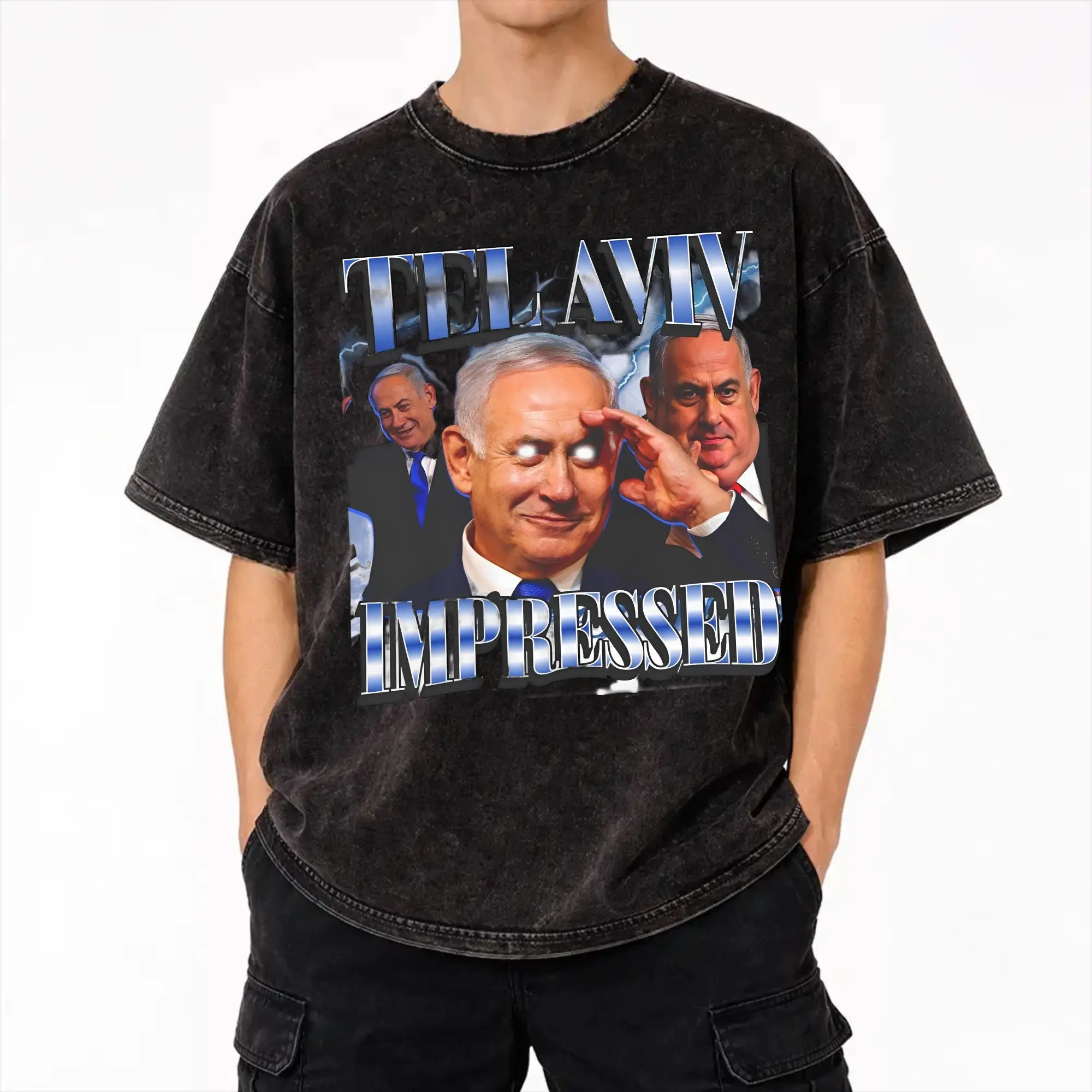 BYE-BYE BIBI Benjamin Netanyahu Leaves Office  Apparel Washed T Shirts Men Women Streetwear Hip Hop T-Shirt Summer  Tees