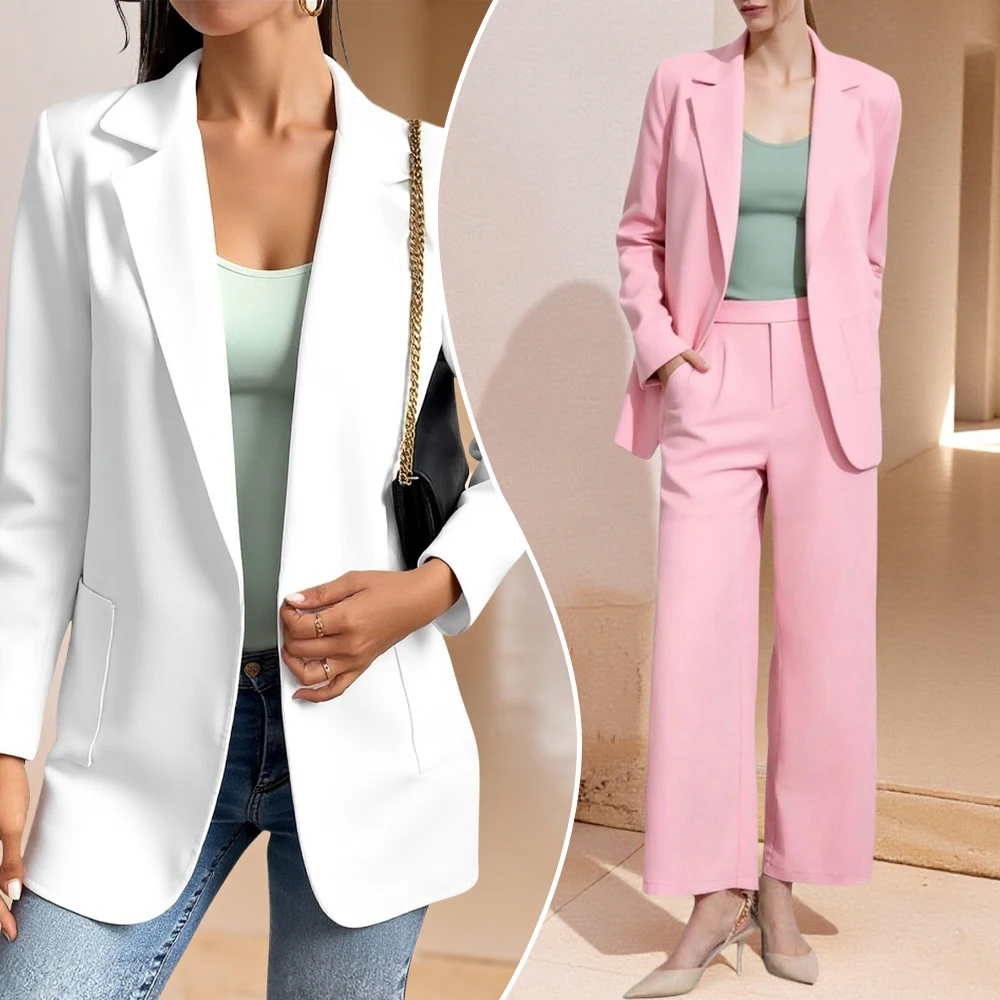 سترة نسائية خريفية مريحة 2025 سترة رسمية بياقة شال وأكمام طويلة سترة رسمية أنيقة للمكتب