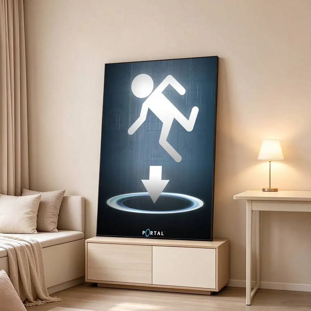 Portal 2 G-Game C-Chell  Poster Waterproof Wall Art Sticker For Bar Living Room Vintage Decor High Quality Print Gift