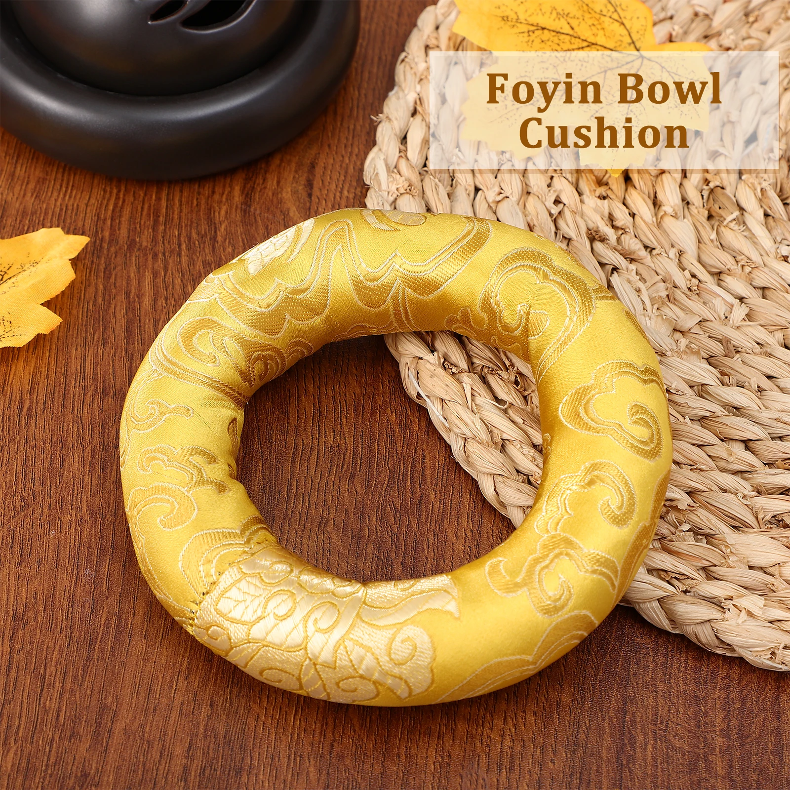 

4pcs Singing Bowl Cushion Ring Design Tibetan Meditation Cushion Cushioning Base Supplies Yoga Accessories Embroidery