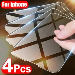 4Pcs Tempered Glass for iPhone 14 13 12 11 15 Pro Max Mini Screen Protector for iPhone XR X XS MAX 7 8 Plus SE Protective Glass