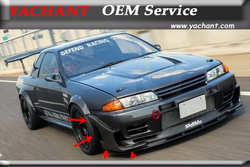 

FRP Fiber Glass / Carbon Front Bumper Canard Fit For 1989-1994 Skyline R32 GTR Front Bumper GD Style Stingray Canards