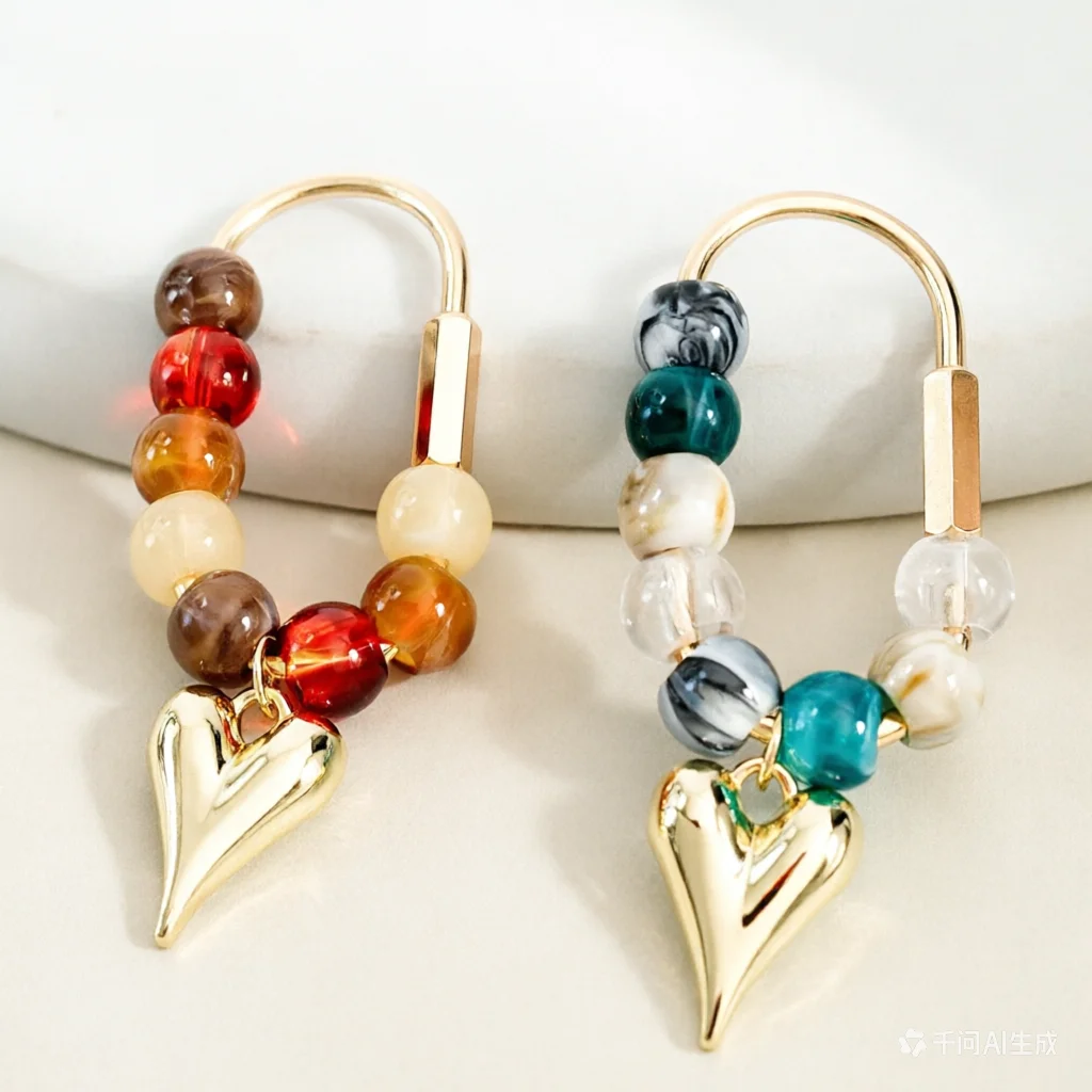 Natural Stone Crystal Beaded Keychain Bag Charm | Decorative Colorful Hearts, Suitable for Gifting to Girls.