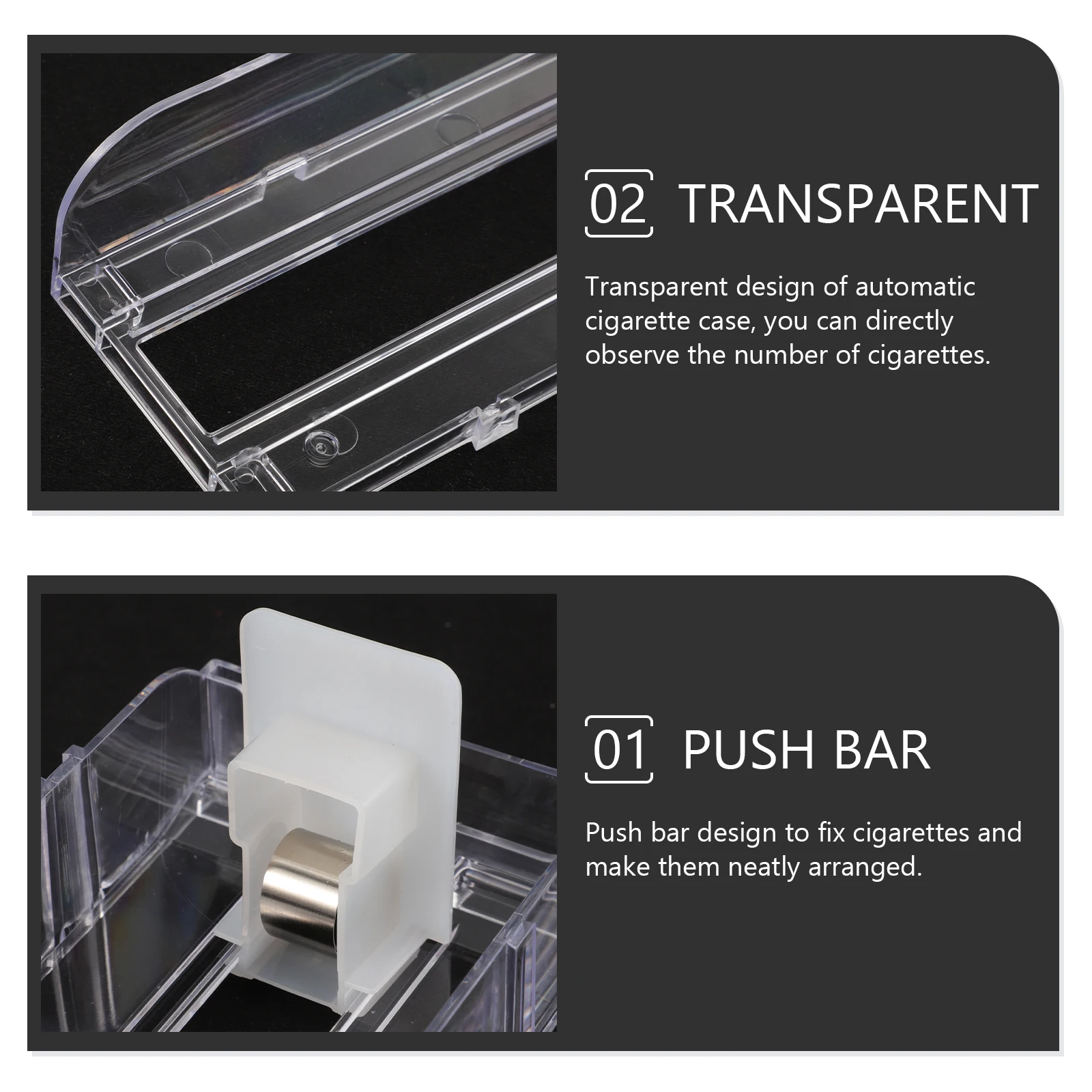 

2pcs Automatic Cigarette Display Rack Pusher Clear Transparent Showcase For Store Shop Supermarket Plastic Cigar Holder
