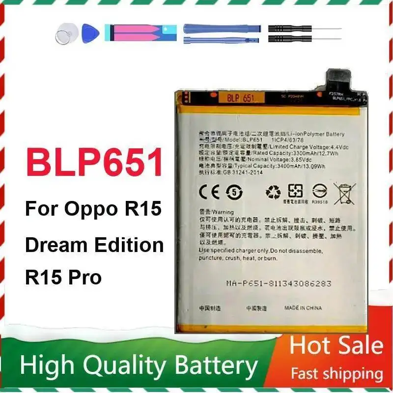 High Performance 3400Mah Prolonged For Oppo R15 Dream Edition Pro BLP651 Mobile Phone Battery