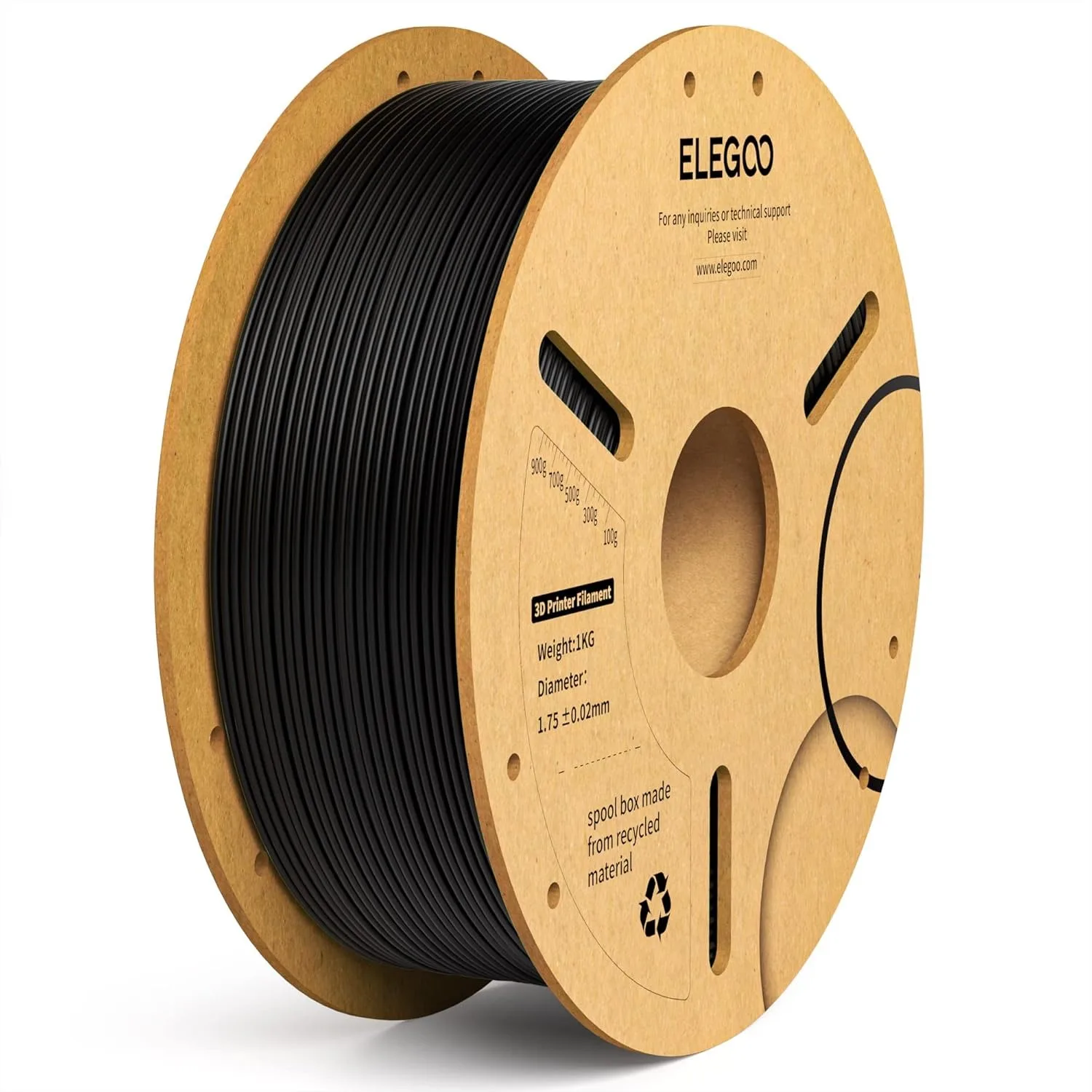 

PLA Plus Filament 1.75mm Black 1KG, Stronger 3D Printer Filament with Dimensional Accuracy +/- 0.02mm, 1kg Spool for Most FDM 3D