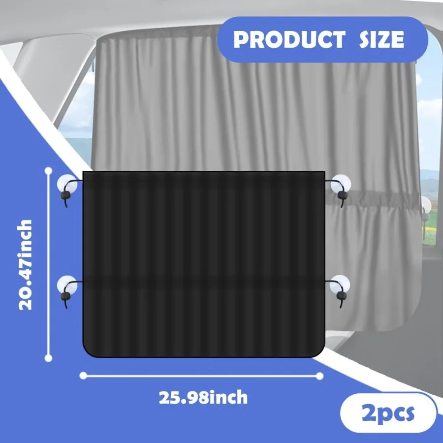 2PCS Stretchable Car Window Shades for Sunburn Protection and Interior Cooling Universal Automotive Glass Privacy Curtains for