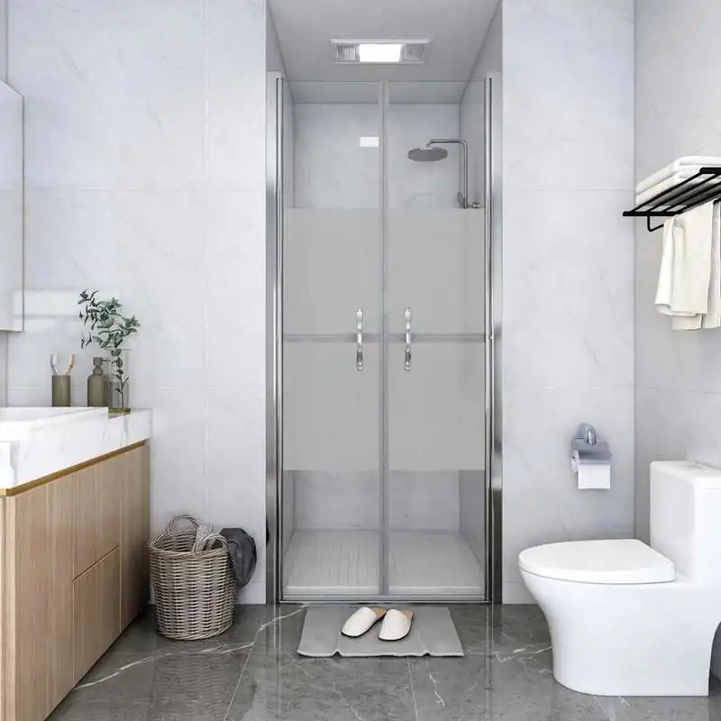 Porte de douche contemporaine avec verre de sécurité trempé semi-mat, protection efficace anti-éclaboussures pour toutes les salles de bain personnalisées, maison, appartement, dimensions 71x190 cm