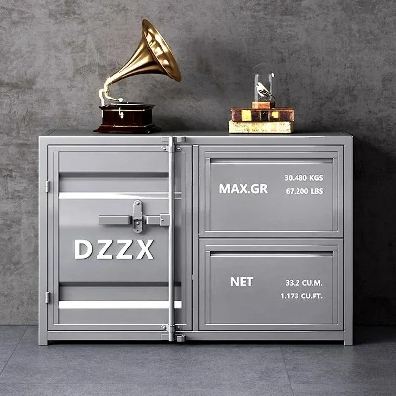 A Wrought iron tool storage cabinet Restaurant tea preparation cabinet Container industrial style side cabinet