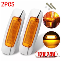 2PCS LED 24V Amber Red Indicator Side Marker Light Truck Lorry Trailer Strobe Light 12V Car Emergency Beacon Warning Flash Lamp