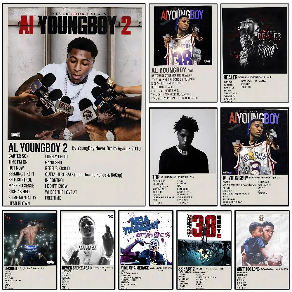 ملصق YoungBoy Never Broke Again عالي الدقة على الحائط اللاصق المقاوم للماء وغرفة المعيشة وغرفة النوم والديكور الجمالي