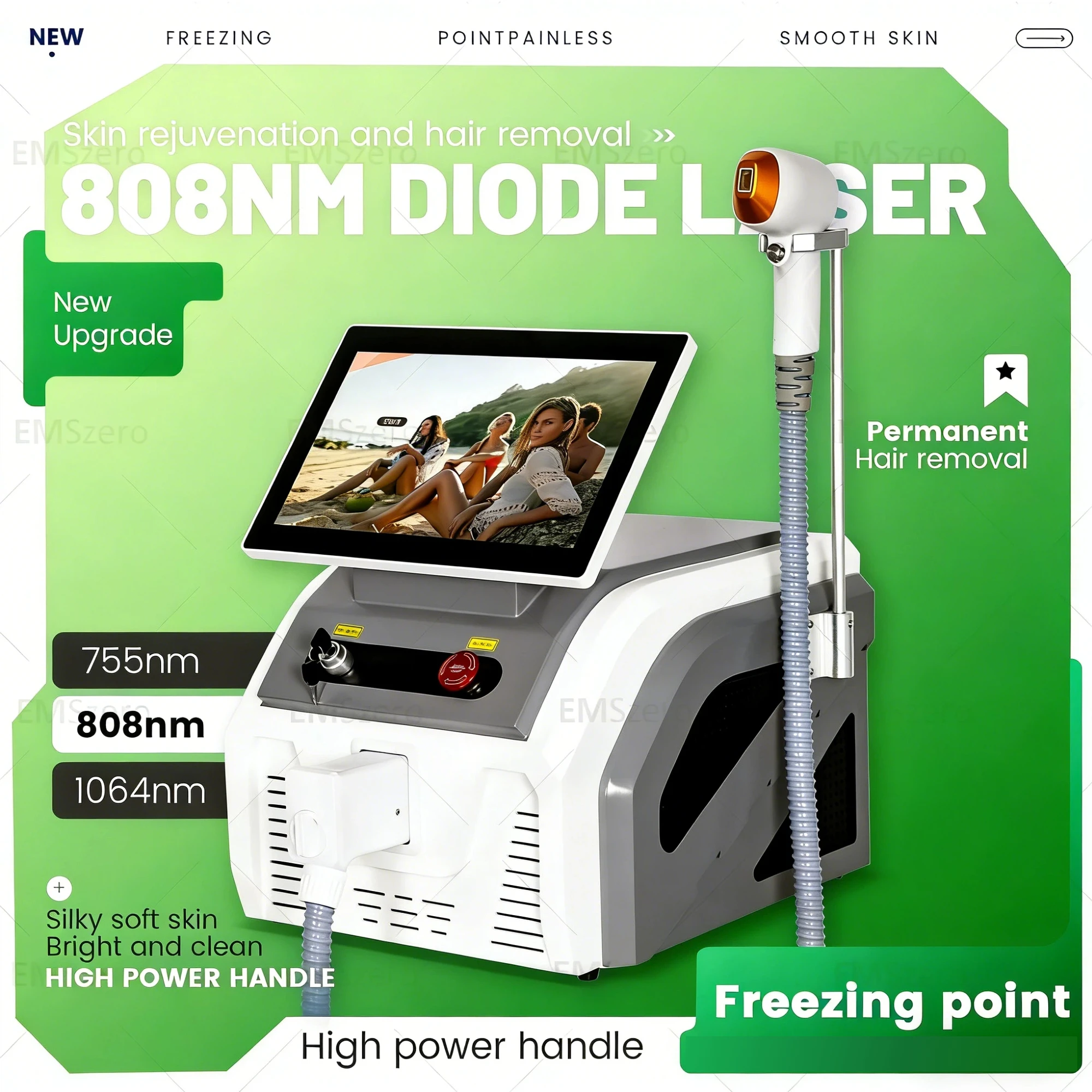 

Мощный лазерный эпилятор с александритовым льдом и платиной мощностью 4000 Вт, профессиональный диодный лазерный аппарат для постоянного удаления волос для женщин