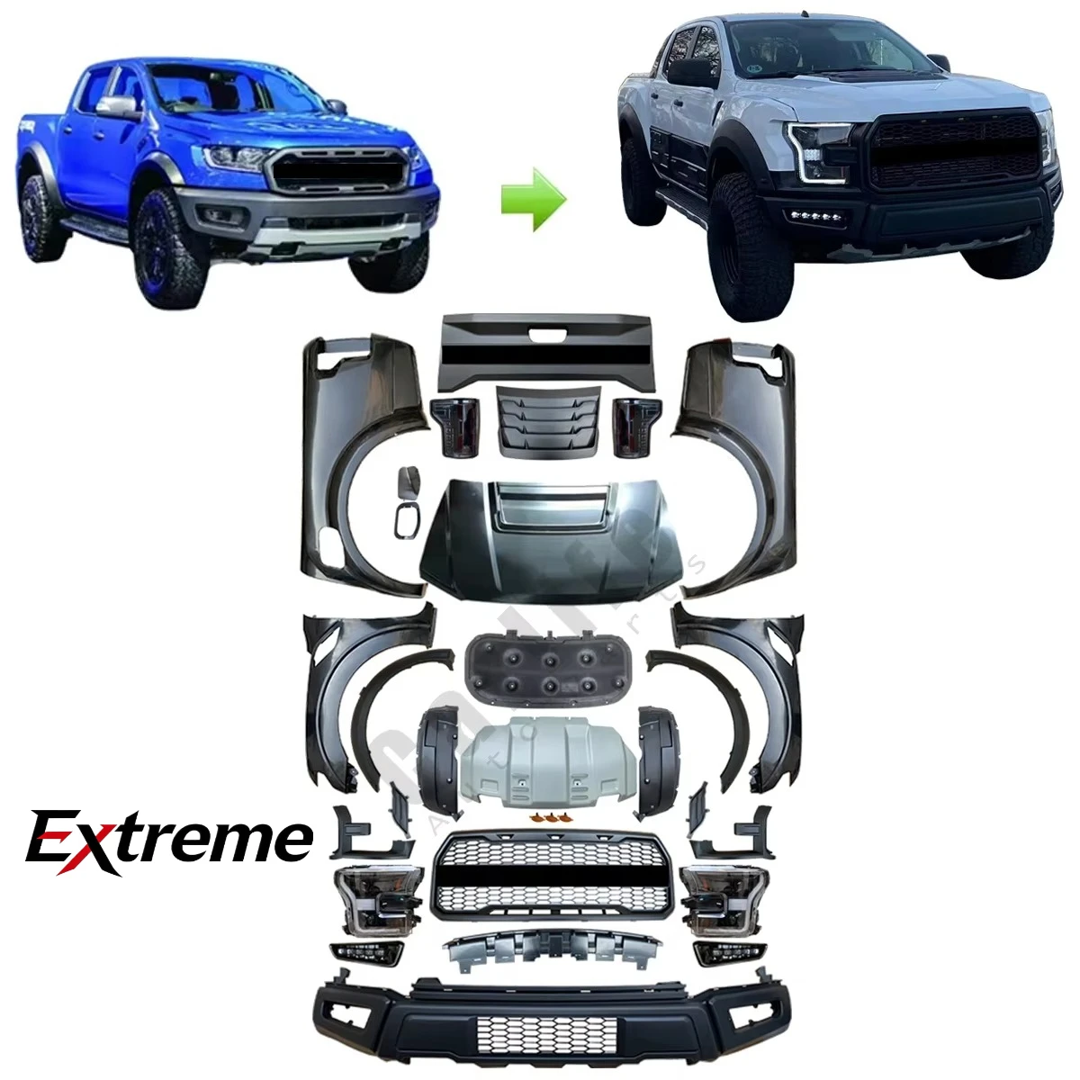 Wholesale Modification Body Kit for  Ford Ranger T6 T7 T8 2012-2019 Upgrade to 2020 F150 raptor