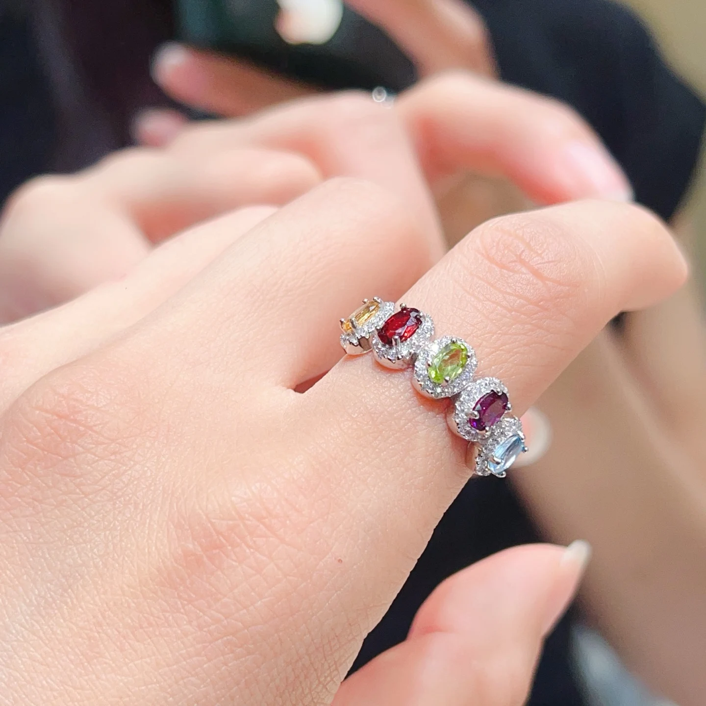 

1 Pc Natural Colorful Gems Ring 3x5MM Faceted Oval Cabochon 925 Sterling Silver Reiki Healing Stone Crystal Jewelry Gift Women