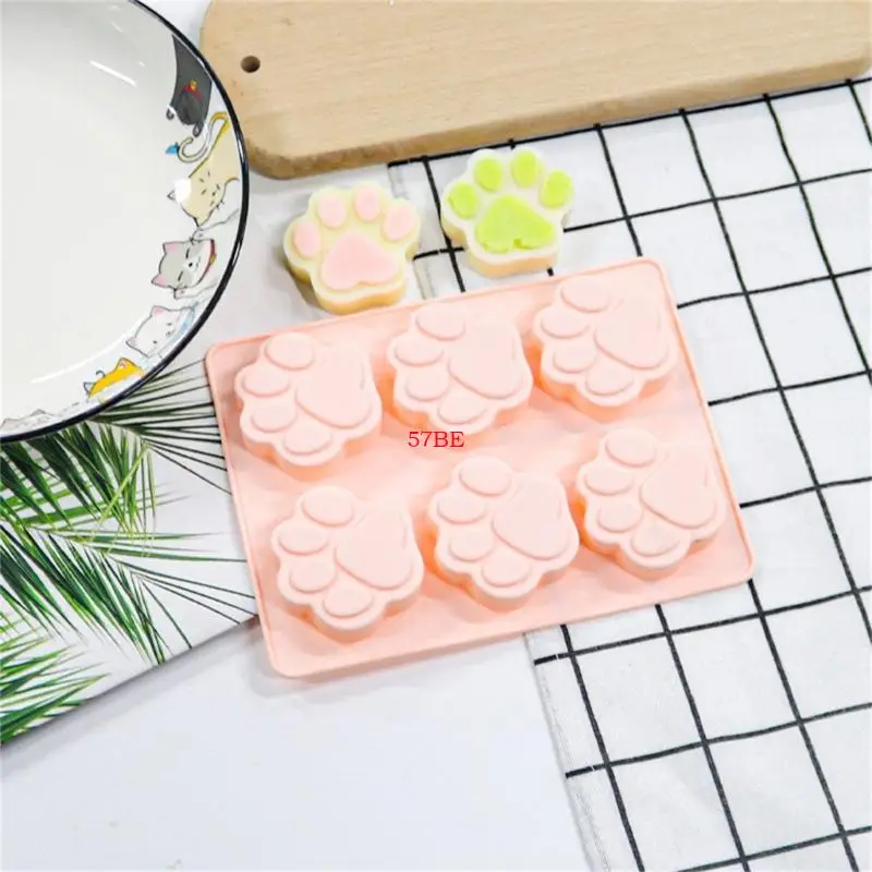 57be 6 schattige kat poot siliconen vorm fondant chocoladeschimmel diy bakgereedschap