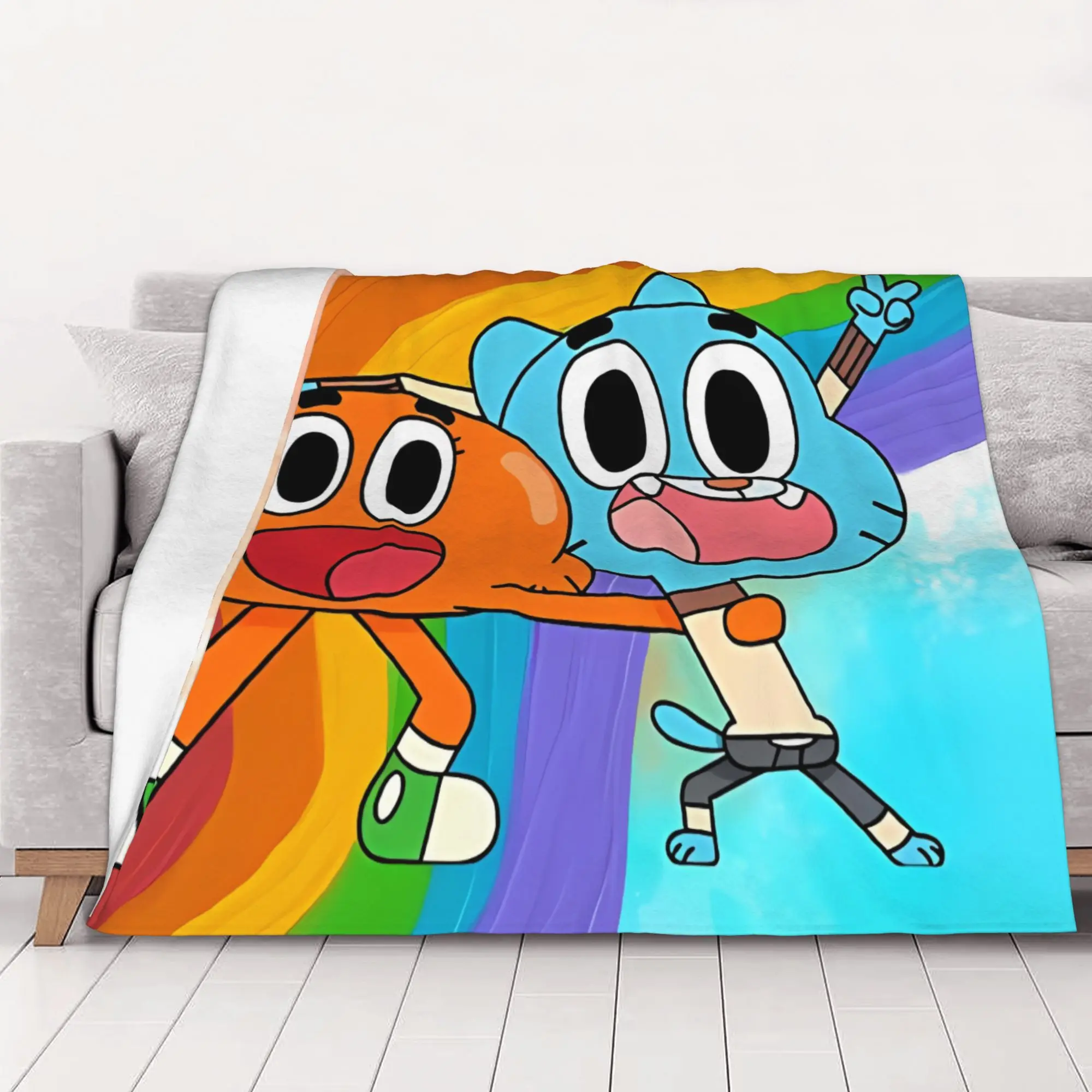1PC home Cutecore Happy Cartoon Friends tThe Amazing World of Gumball Blanket Super Cosy Plush Home Living Room Sofa halloween