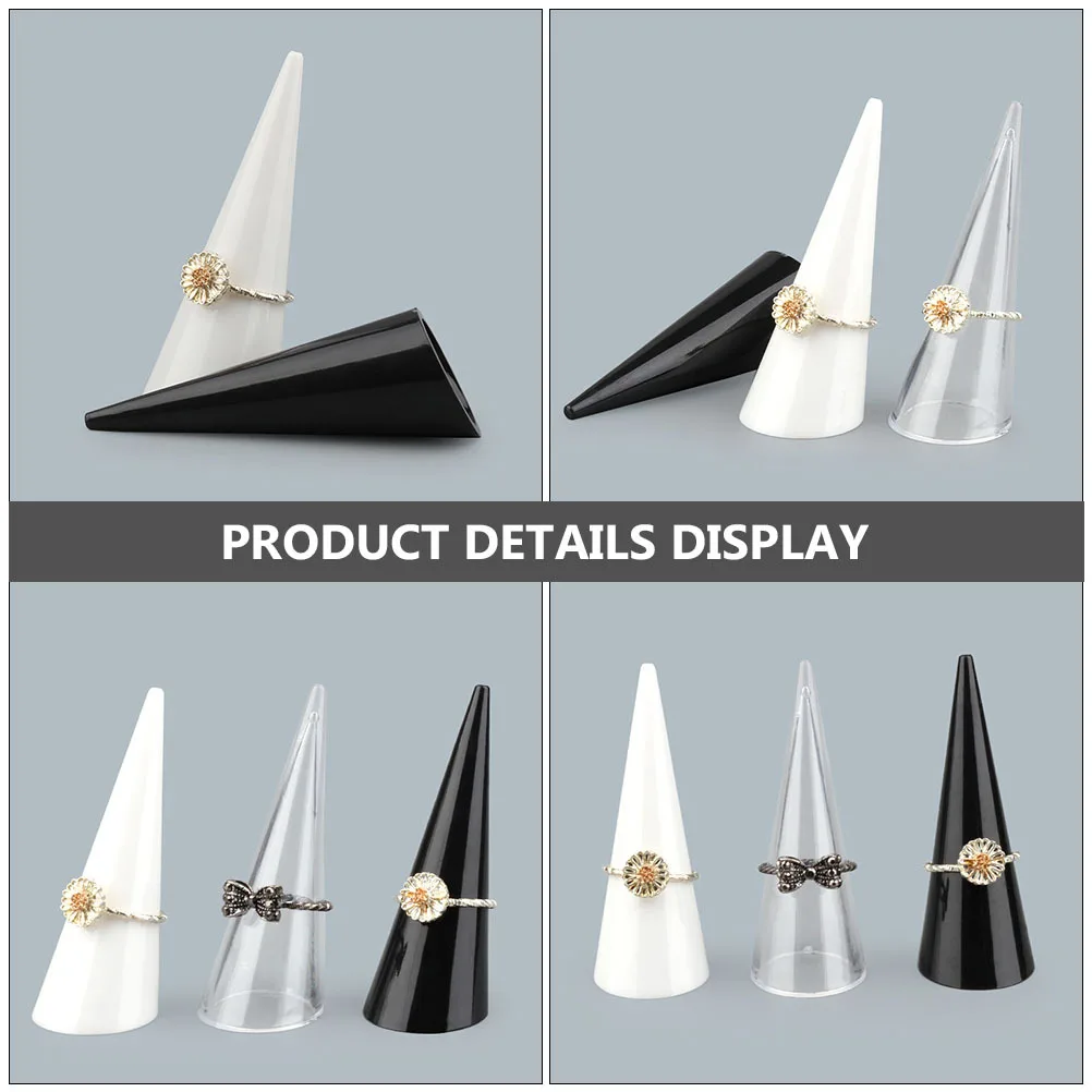 6 قطعة حلقة أكريليك صغيرة عرض موقف السلس مدبب مجوهرات المنظم ل كونترتوب عرض التجارة بالتجزئة الحرف اليدوية معرض الاستخدام المنزلي