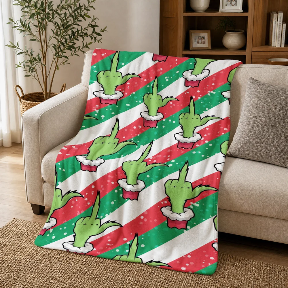 Fun Green Cactus Pattern Throw Blanket Cozy Sofa Couch Decor Gift for Housewarming Party