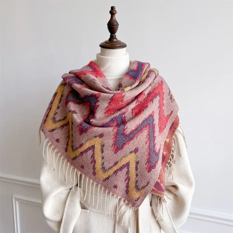 

Autumn/Winter New Acrylic Jacquard Retro Paisley Ethnic Style Women's Scarf Wrap Two-in-One