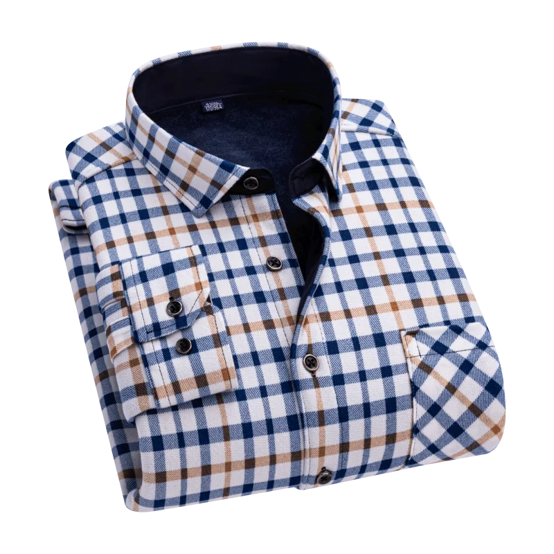 Men's double-sided fleece shirt, thickened for winter, comfortable, versatile, fashionable, for streetwear and casual wear.