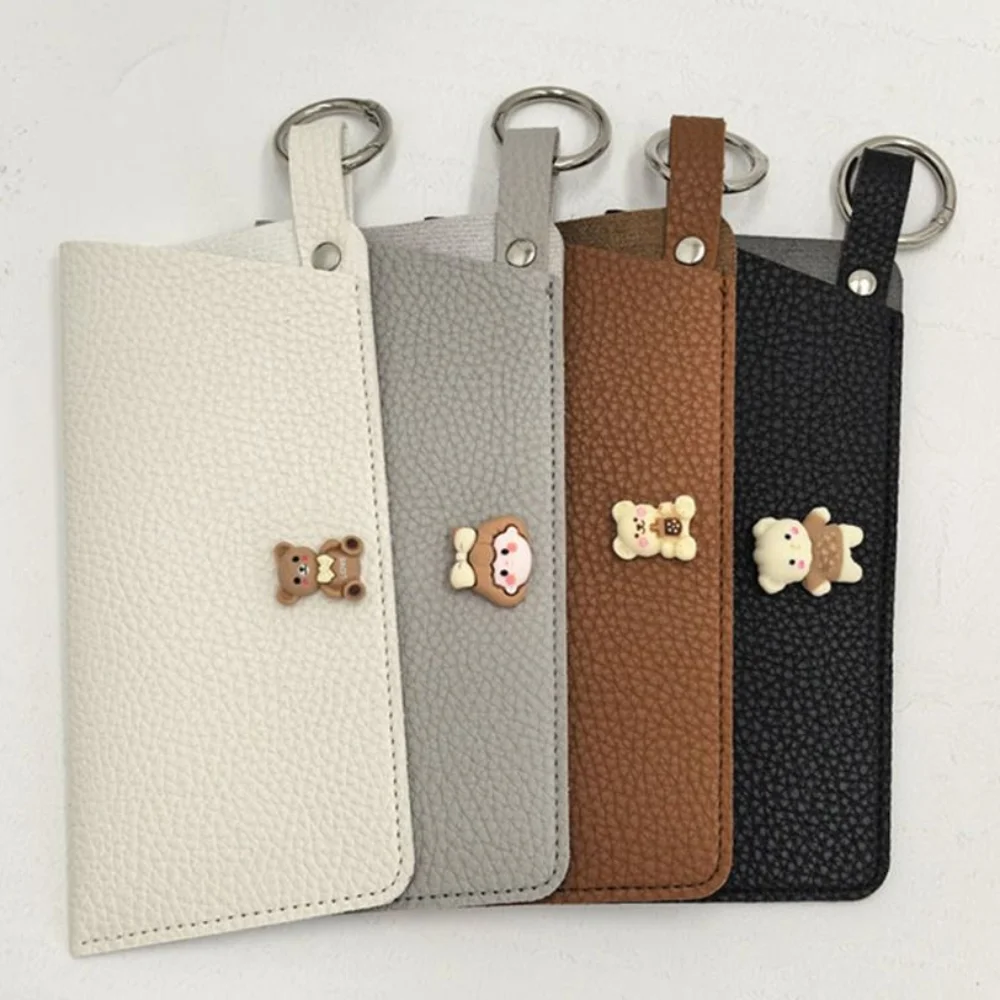 

PU Leather Sunglasses Storage Bag Solid Color Durable Hanging Sunglasses Portable with Keyring SunGlasses Holder