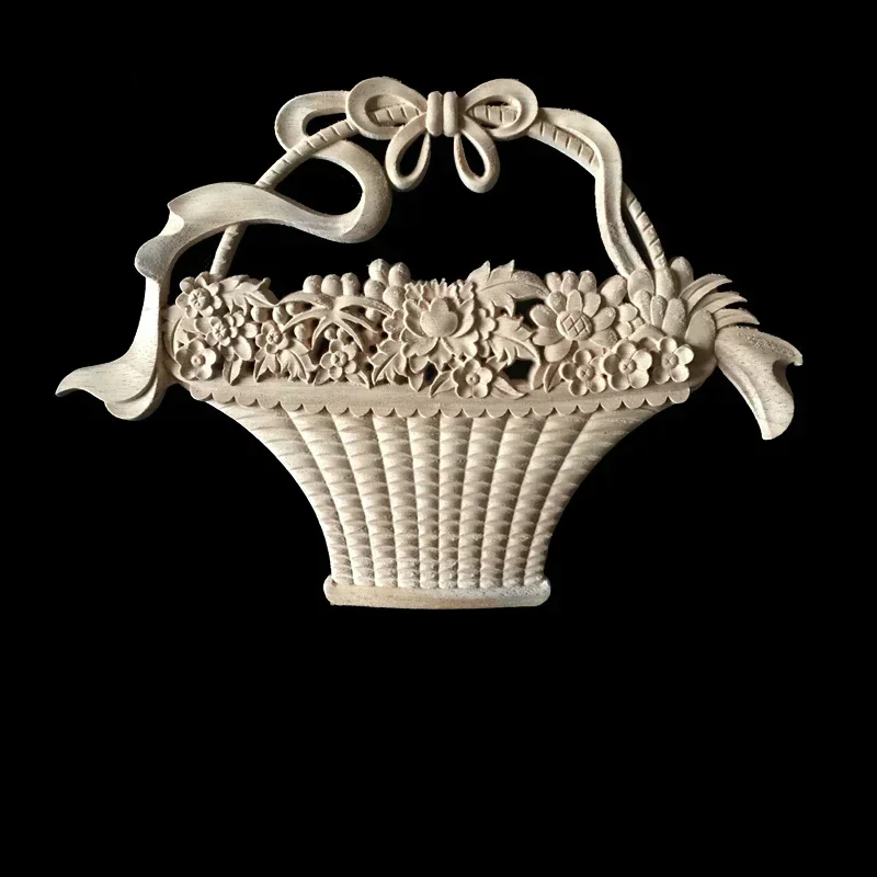 Vintage Unpainted Wood Carved Decal Corner Applique Home Furniture Wall Cabinet Door Decorative Wooden Miniature Craft