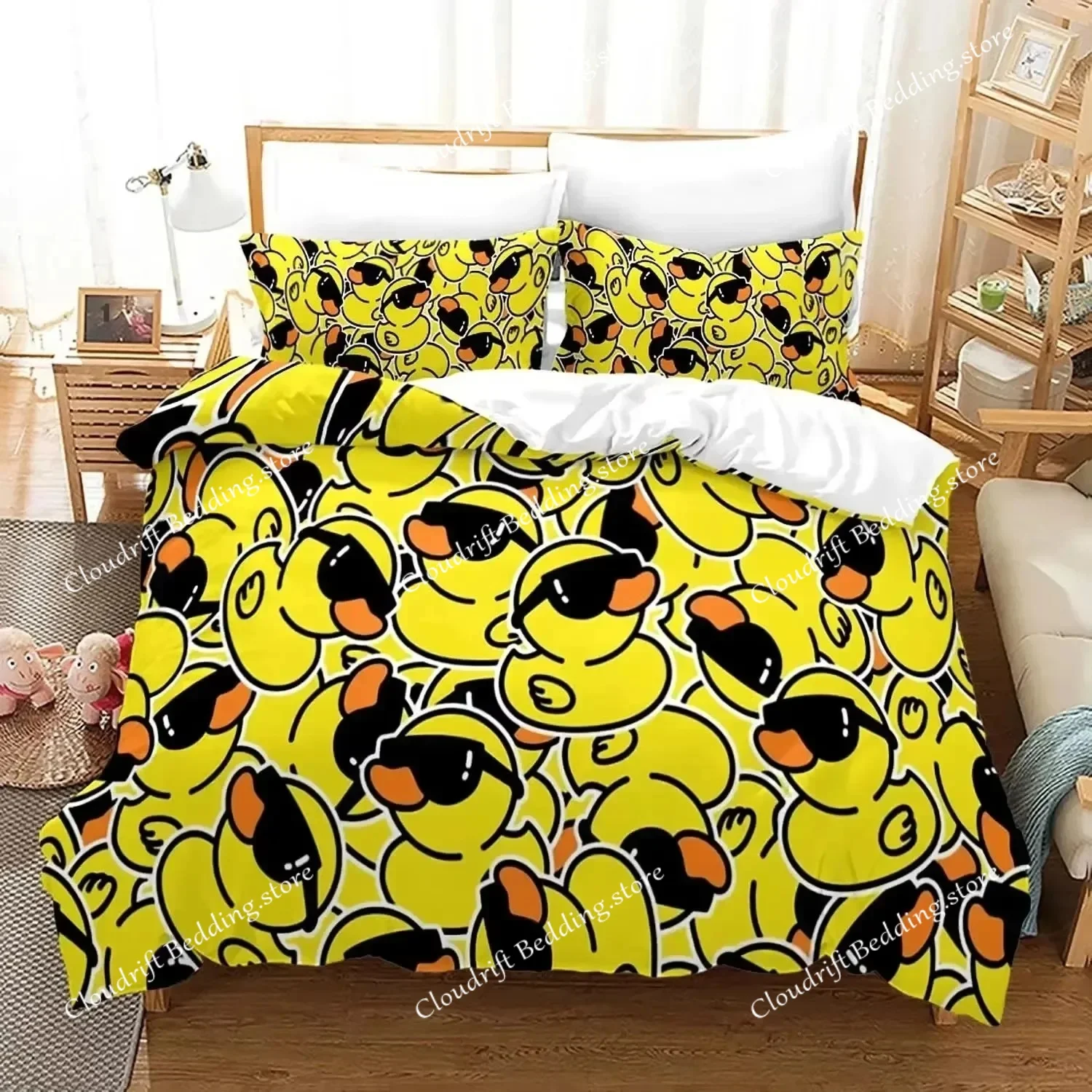 

Yellow Duck Bedding Set Single Twin Full Queen King Size Little Duck Bed Set Aldult Boys Bedroom Duvetcover Sets 3D Print