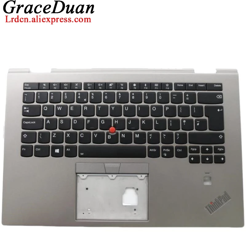 

UK English Silver Keyboard Upper Case Palmrest Shell Cover For Lenovo Thinkpad X1 Yoga 3rd Gen G3 01LX975 01YN935 01YN975 01YN89