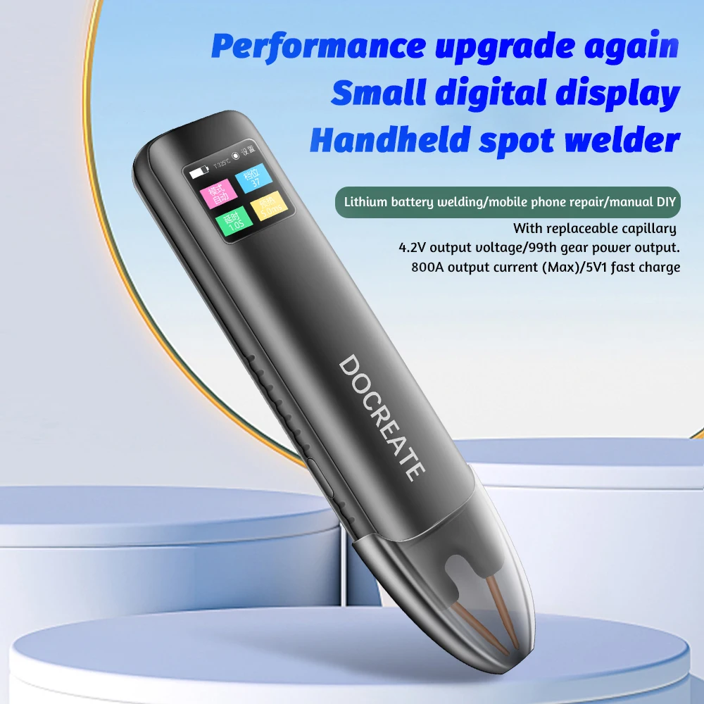 Portátil Handheld Soldador Spot com Tela Colorida, Armazenamento de Energia Ajustável, Ferramenta de Solda para 18650 Bateria, 99 Engrenagem, 1.3