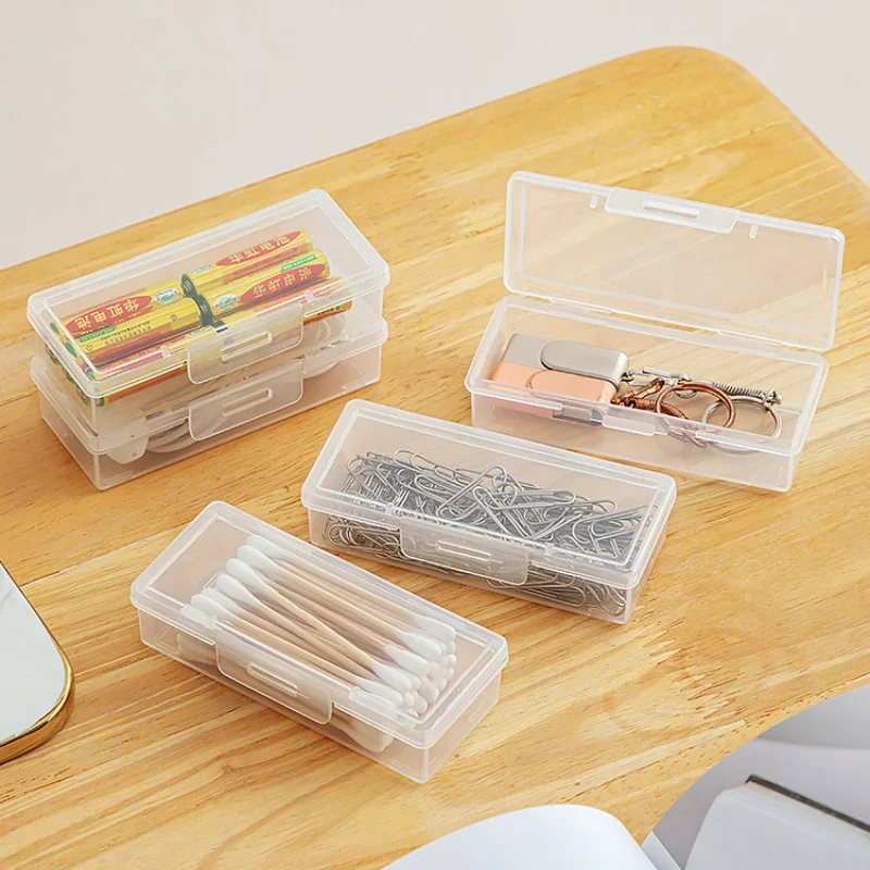 Portable Travel Medicine Box Jewelry Case Dental Floss Cotton Pad Holder Clear Plastic 2 Pcs Small Storage Organizer