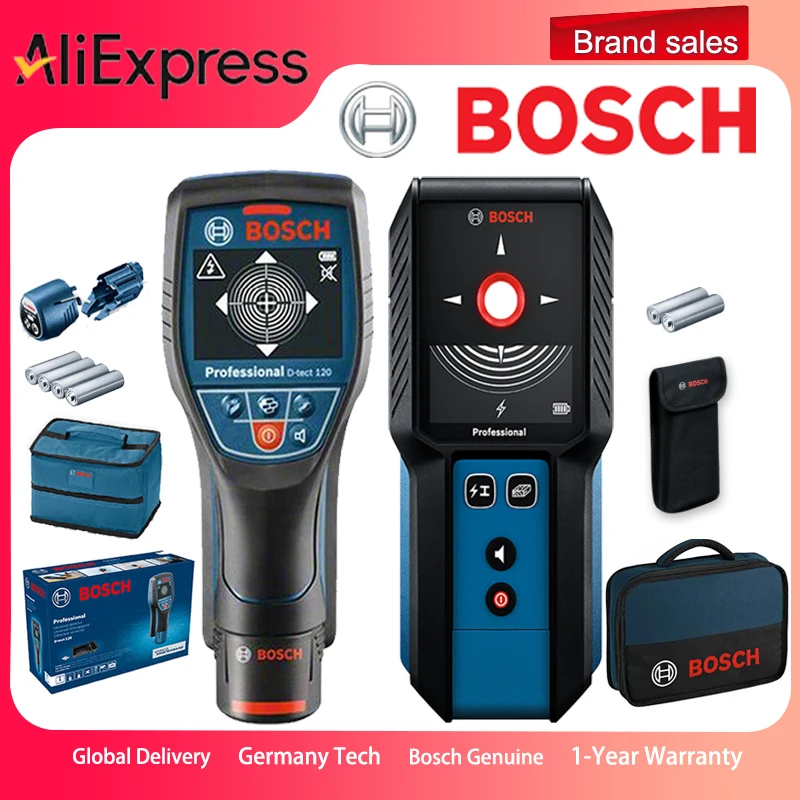 Bosch Wall Scanner GMS120-27 D-TECT120 Metal/Wood/Living wire/Pipe Professional Detector Waterproof Shockproof Wall Detector