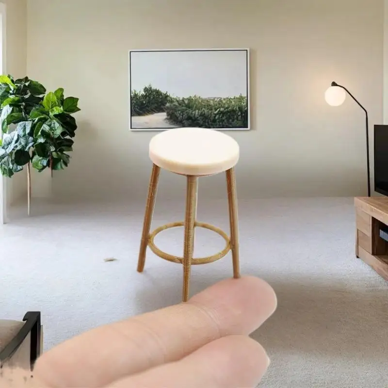 

1:12 Scale Dollhouse Plastic Furniture, 3Pcs Miniature Table Chair - Bar Counter Scene Models