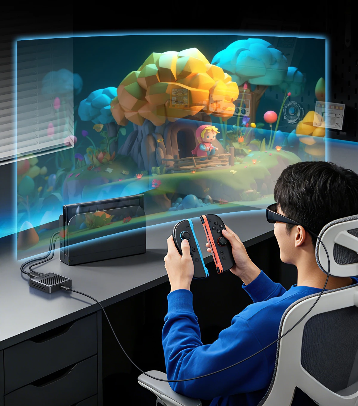 Unnlink HDMI zu USB-C AR-Brillen-Konverter für PS5 PS4 Switch2 Xbox zu Xreal Rokid Rayneo USB-C Tragbarer Bildschirm – Detail 4