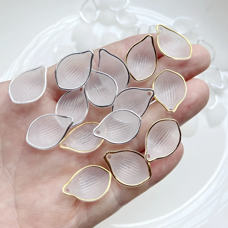 40pcs 22 * 15mm leaf gold and silver edge acrylic bead jewelry making bracelet necklace earrings DIY craft handmade accessories