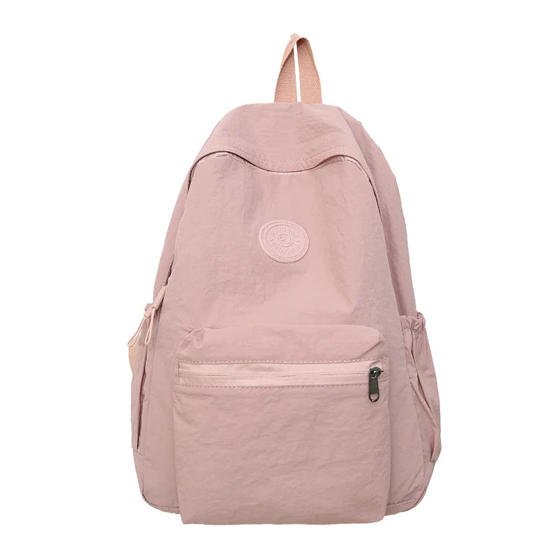 New Simple Solid Color Casual Foldable Backpack Korean Style Solid Color Versatile Fashion Double Shoulder Bag For Middle