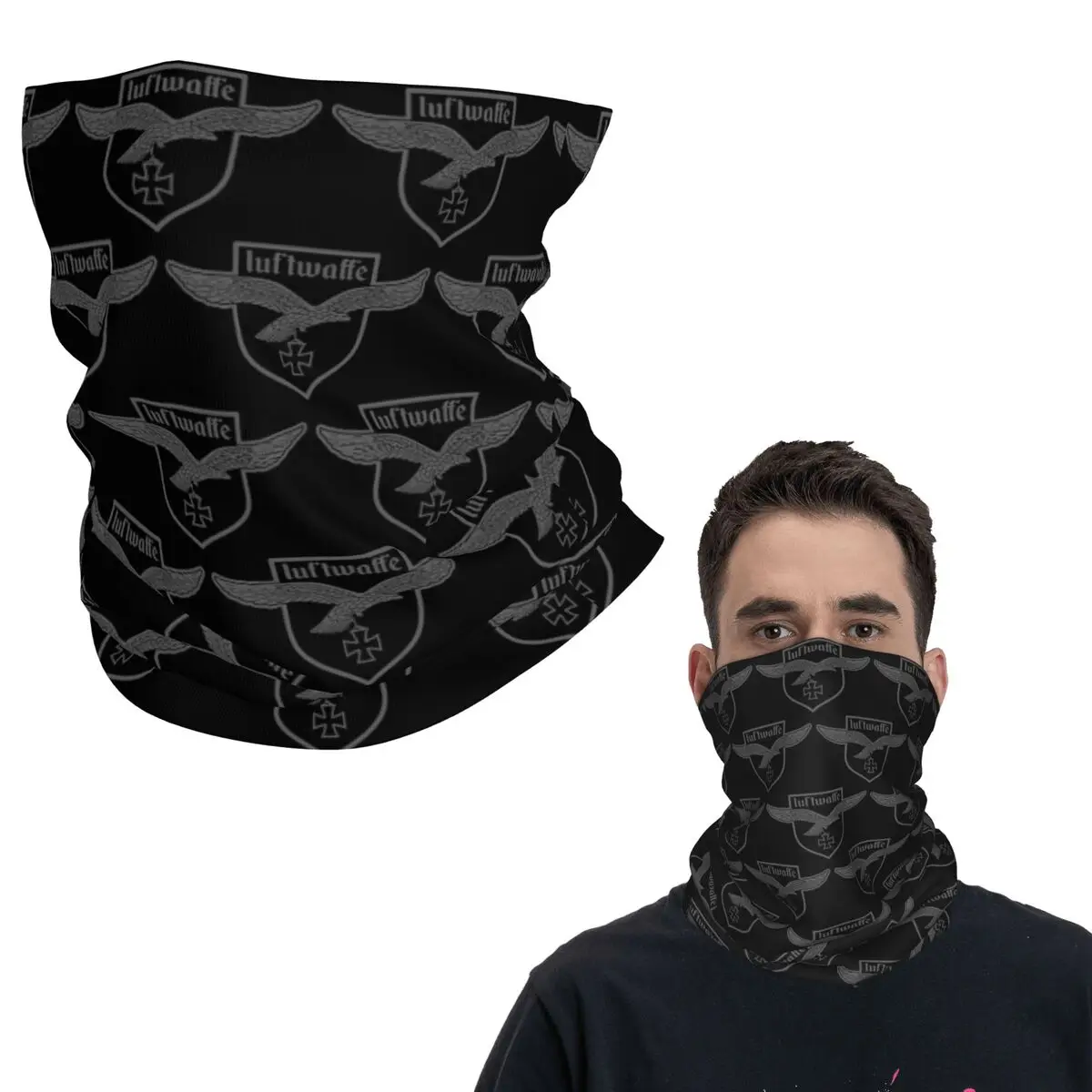 Винтажная белая Люфтваффе, немецкая ВВС, Германия, Франция, бандана на шею, маска с принтом, шарф, повязка на голову, ветрозащитная повязка на голову унисекс для взрослых Винтажная белая Люфтваффе, немецкая ВВС, Германия, Франция, бандана на шею, маска с принтом, шарф, повязка на голову, ветрозащитная повязка на голову унисекс для взрослых