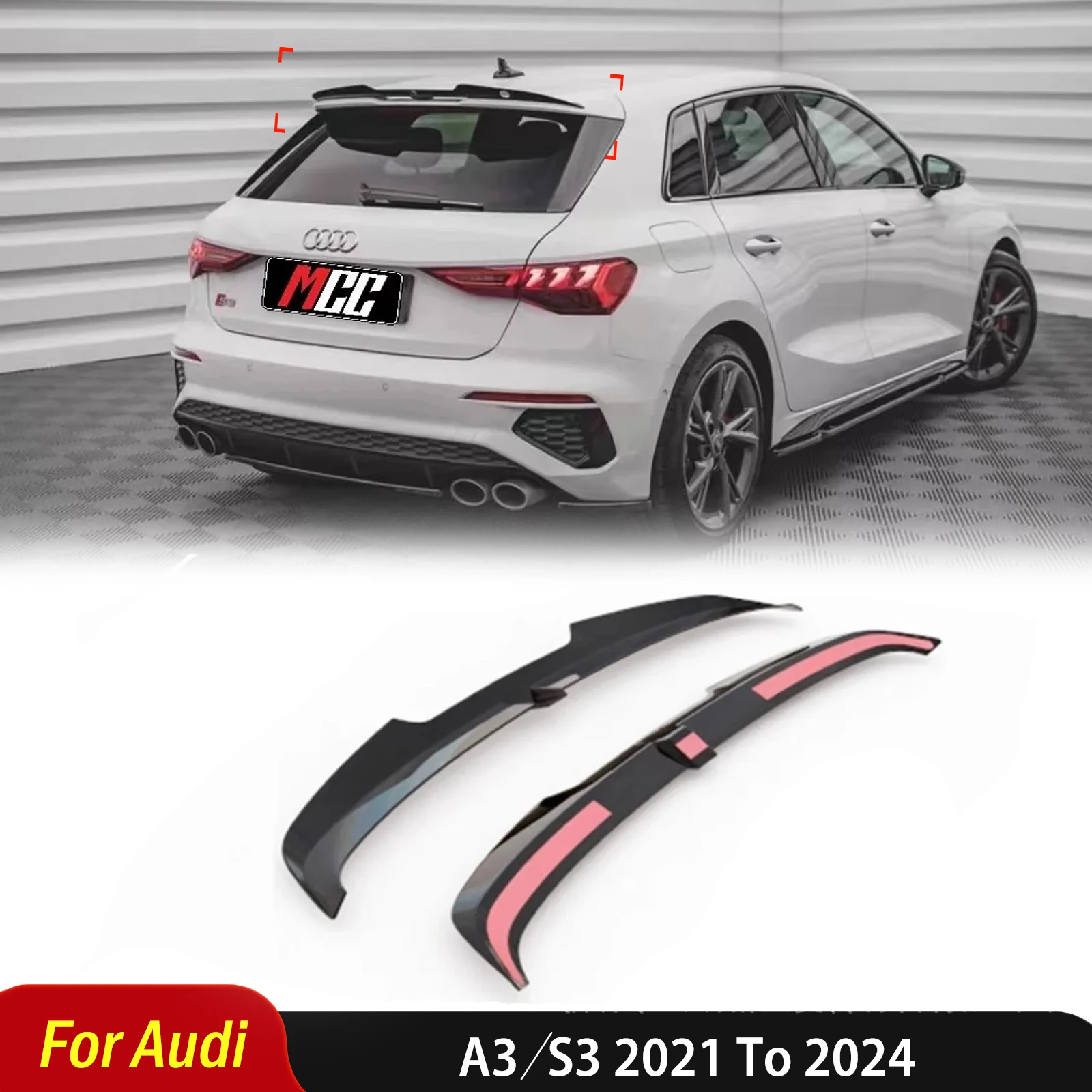 

Для Audi A3/S3 2021–2024 модификация хэтчбека RS лезвие автомобильный спойлер крыло диффузор тюнинг автоаксессуары комплект кузова автозапчасти