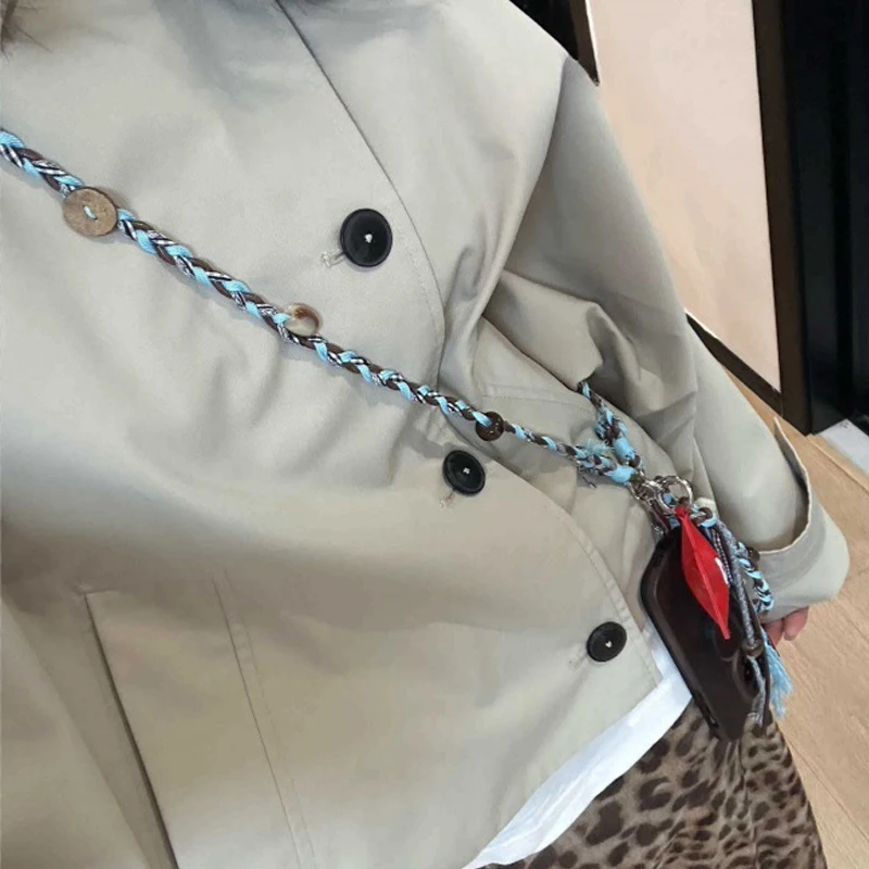 Bag Pendant Creative Funny Fashion 3D Flower Handmade Weaving Neck Hanging Crossbody Phone Chain Ethnic Style Kawaii Keychain