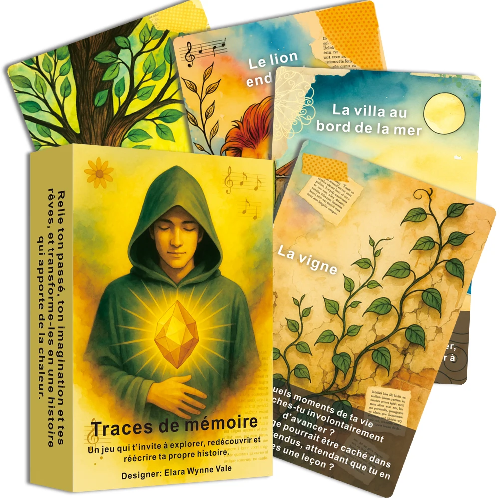 French Traces of Memory Oracle Card Deck, French Tarot Cards, Daily Reading and Growth, Card Games, 12*8cm, 50 Cards