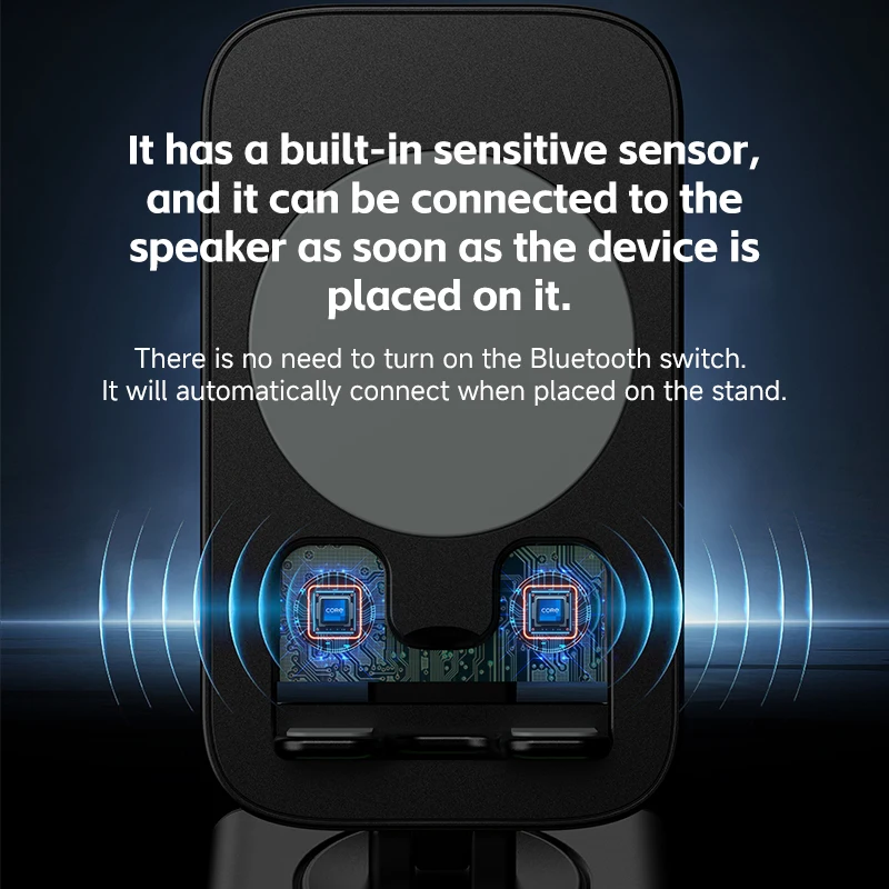 ポータブルスマート誘導スピーカー携帯電話ホルダー調整可能な RGB ライトワイヤレス Bluetooth スピーカー電話リバース USB 充電